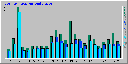 Uso por horas en Junio 2025